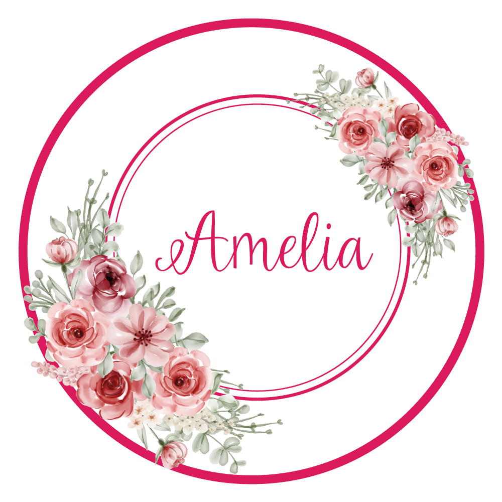 Cvetlični monogram z imenom Vinilne preproge za spalnico - TenStickers