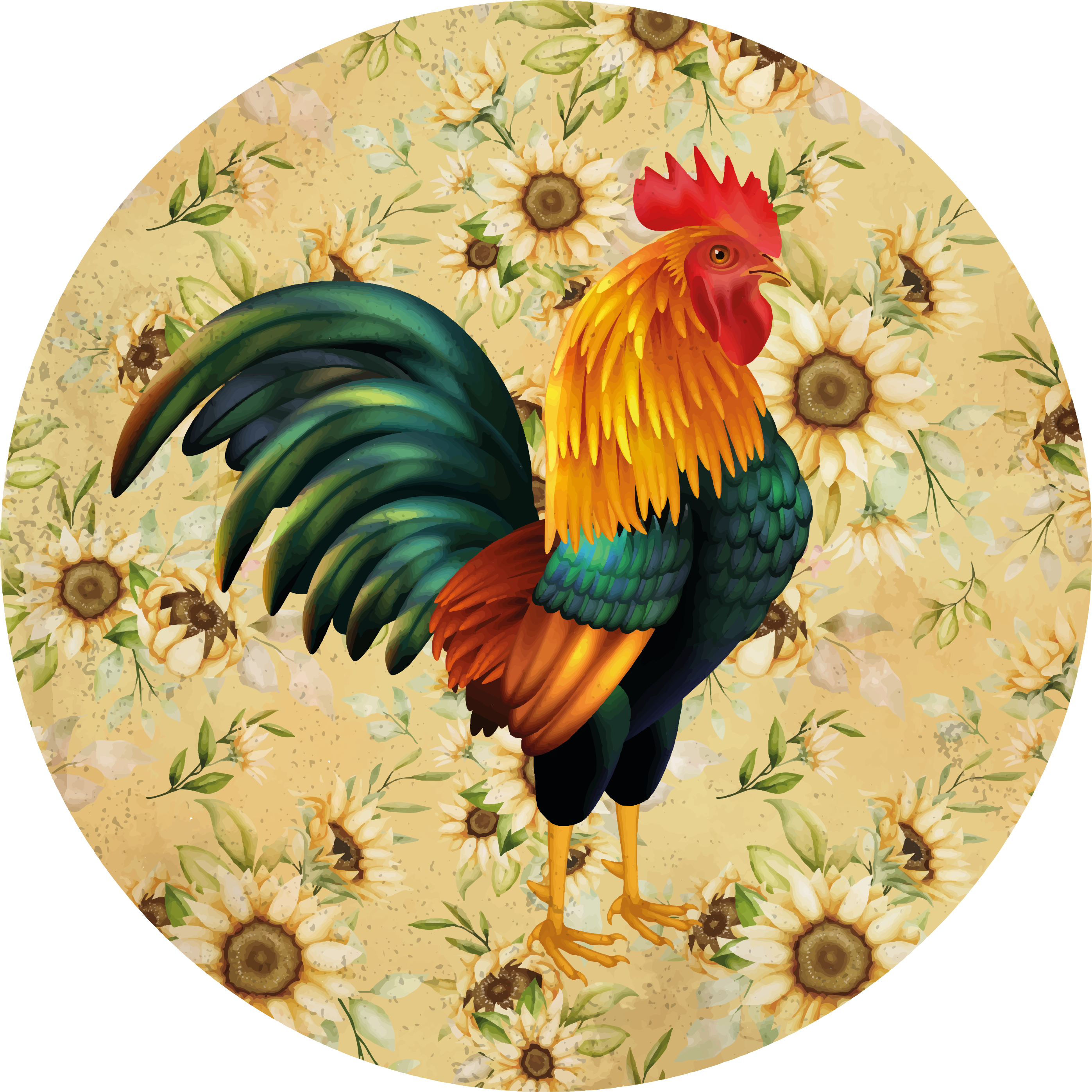 Vibrant rooster showcase cvetlična vinilna preproga - TenStickers