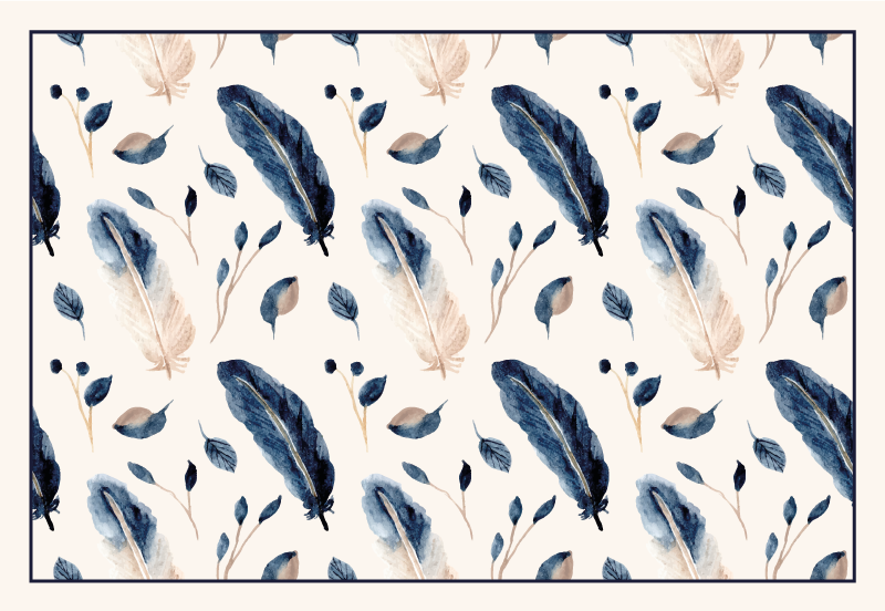 Feathered botanical motif tepih z živalskim potiskom - TenStickers