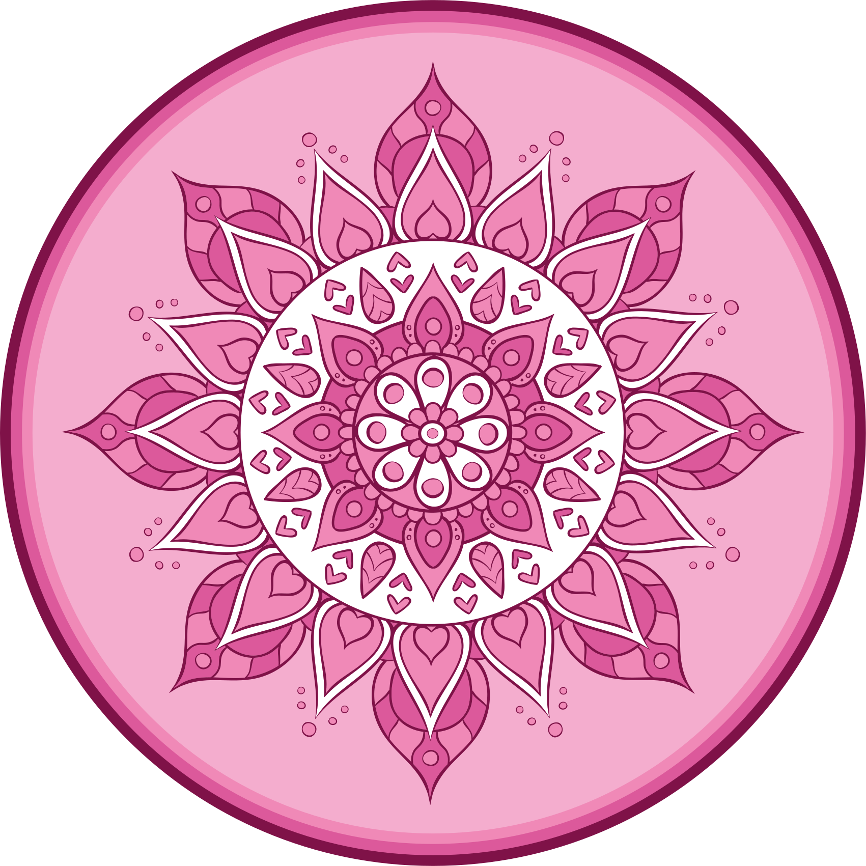 Pink floral meditation vinilna preproga mandala - TenStickers