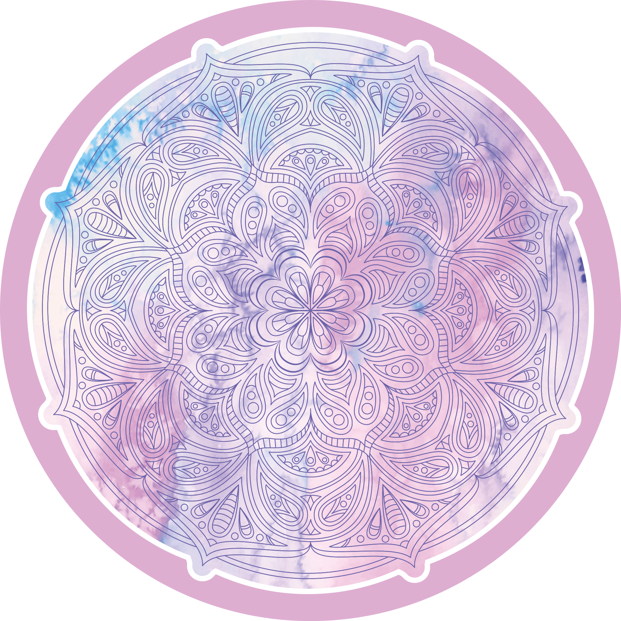 Pastelno roza cvetlični Vinilna preproga mandala - TenStickers