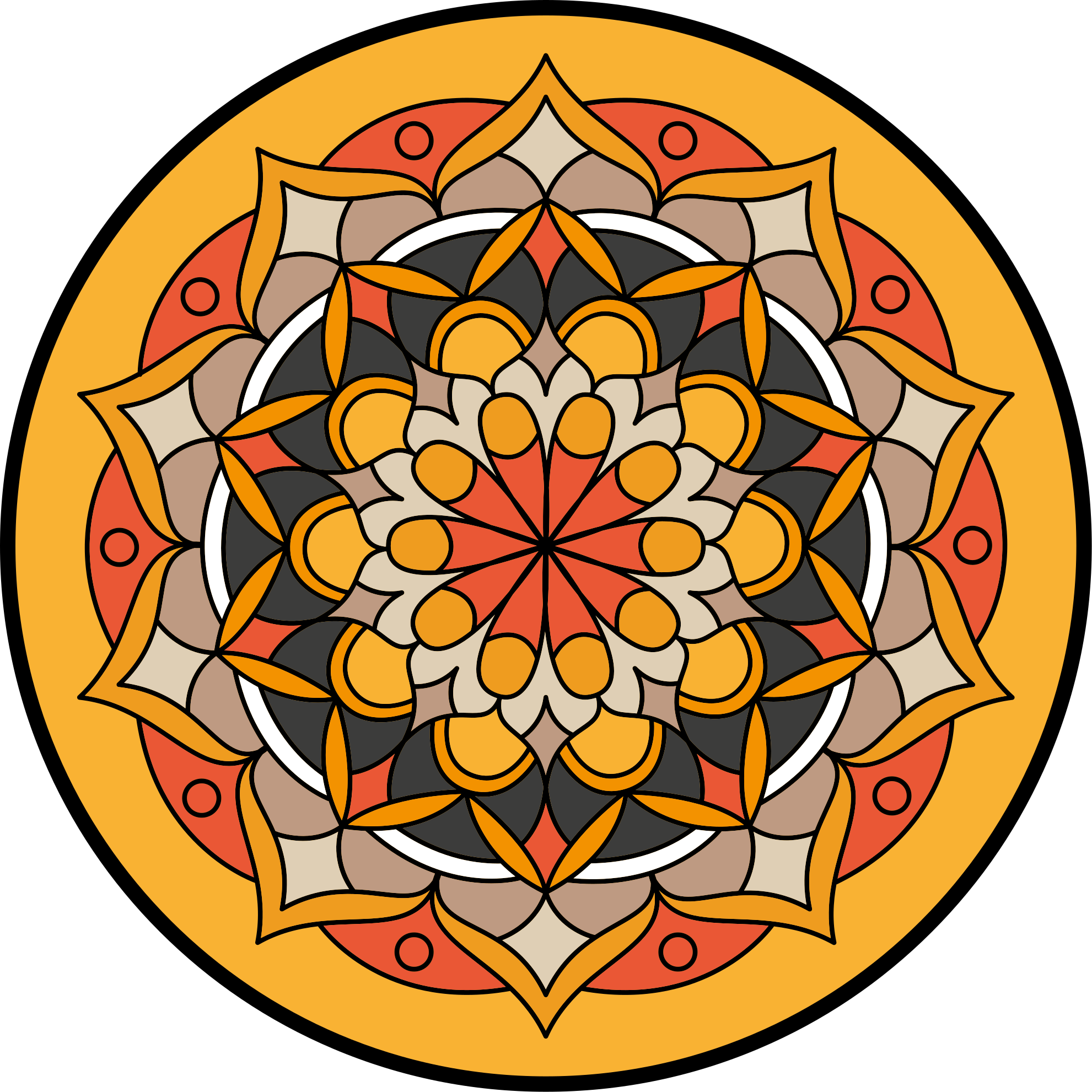 Oranžna mandala s cvetlično mandalo vinilno preprogo - TenStickers