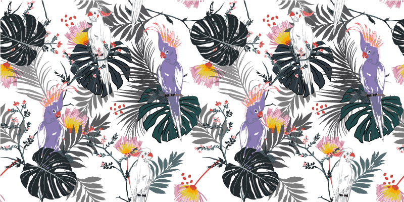 Tropski listni aranžma Vinilna preproga za dnevno sobo - TenStickers