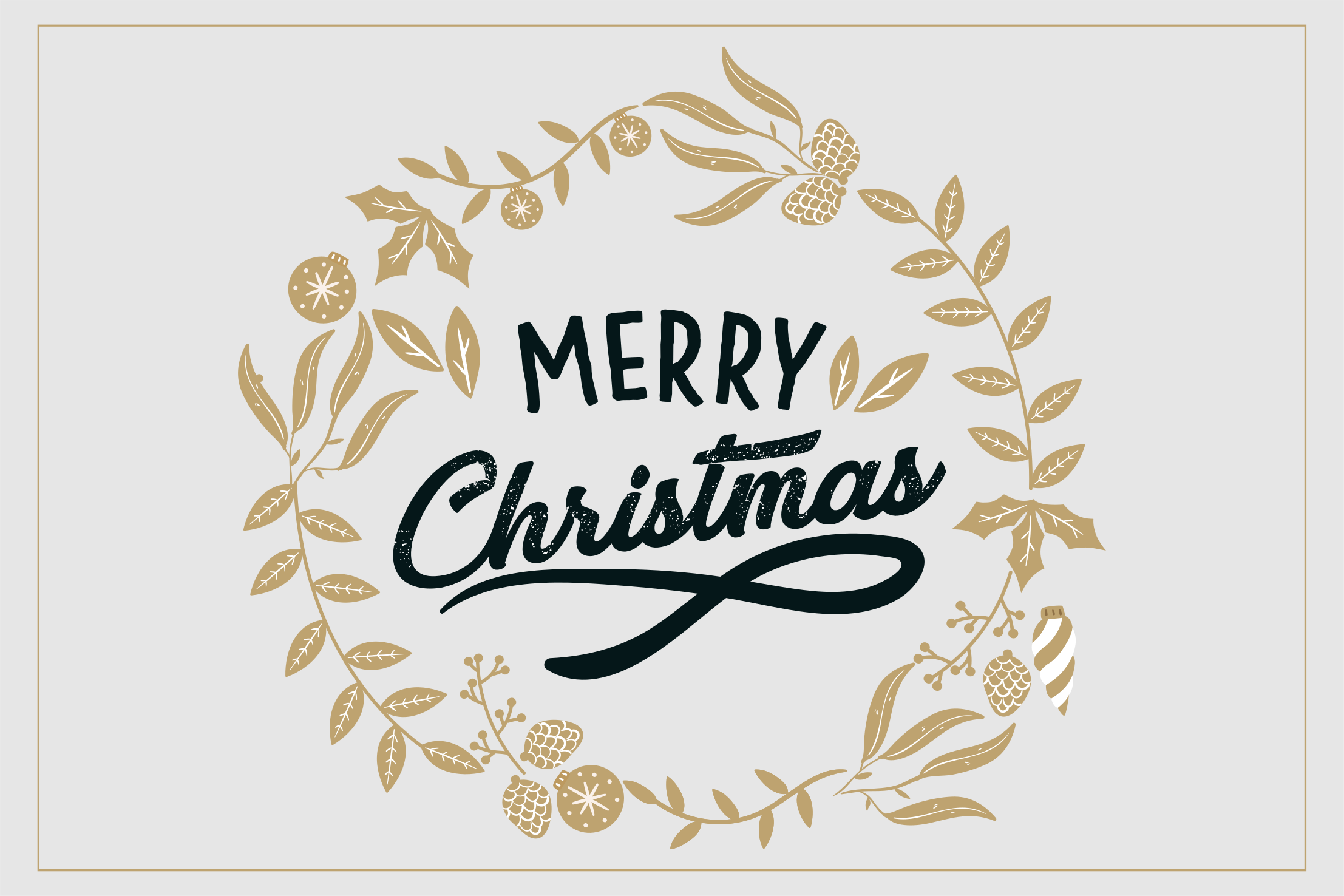 Vesel zlati pozdrav Božična vinilna preproga - TenStickers