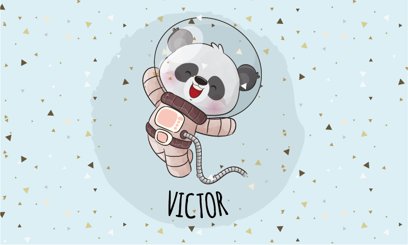 Ljubka panda astronavt Vinilna preproga z imeni - TenStickers