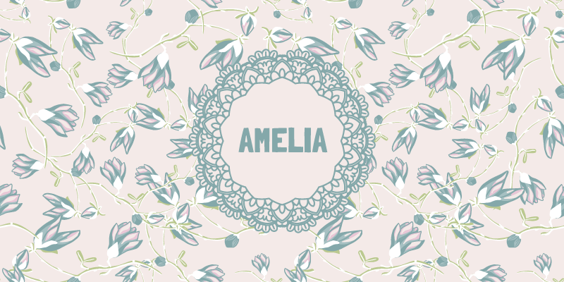 Ročno potegnjene liste in rože prilagojena preproga - TenStickers