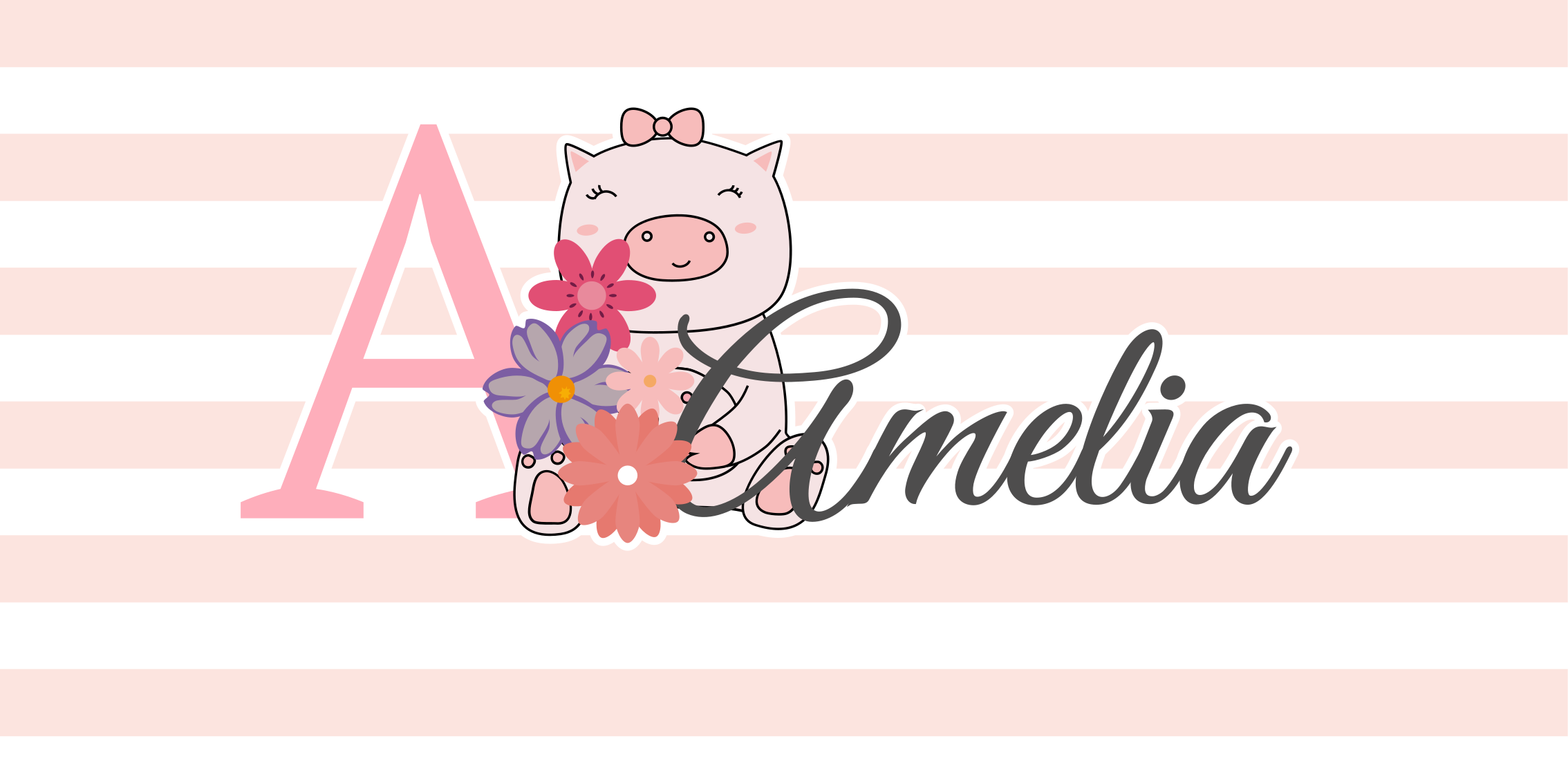 Ljubka ilustracija prašiča Vinilna preproga z imeni - TenStickers