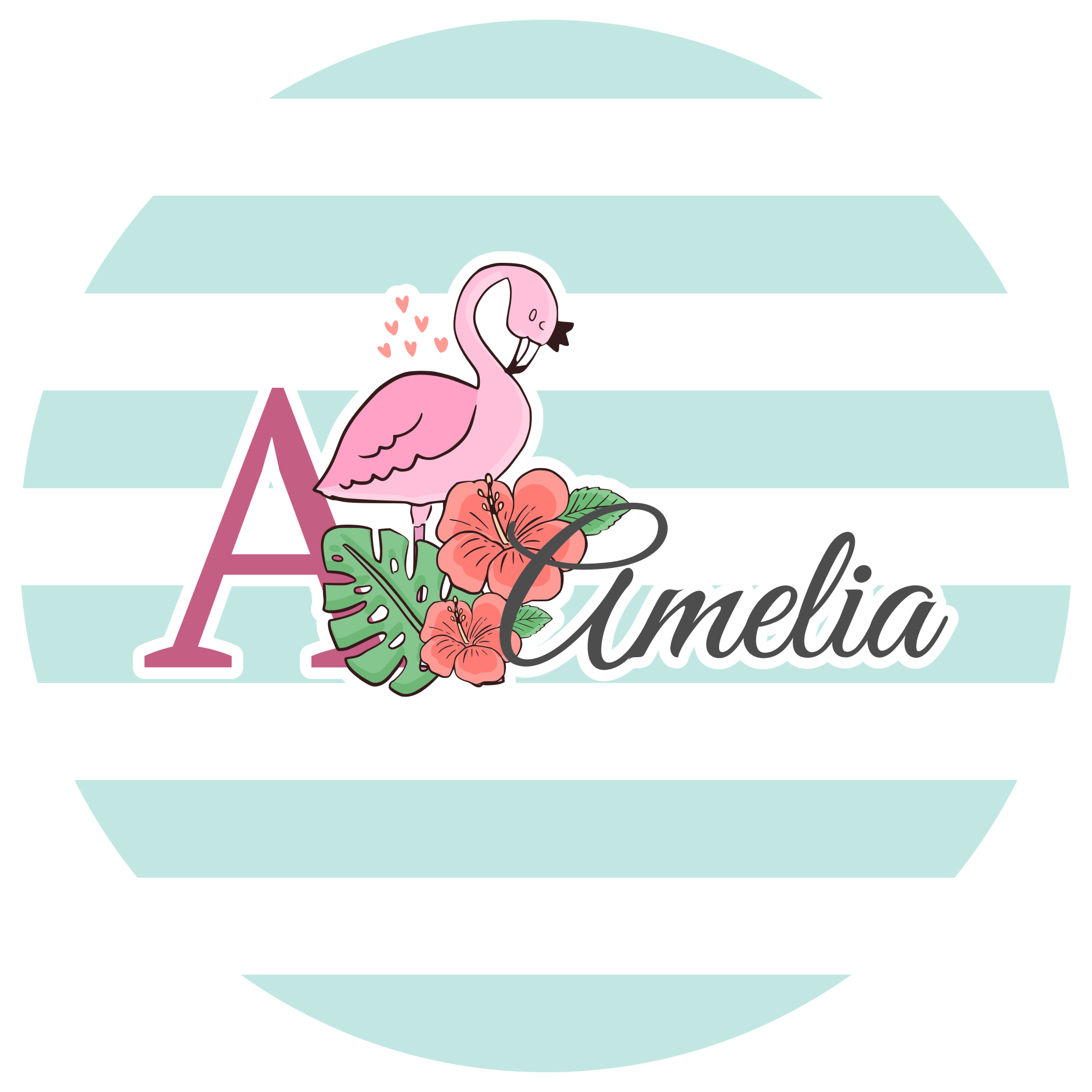 Dekoracija s flamingi Vinilna preproga z imeni - TenStickers