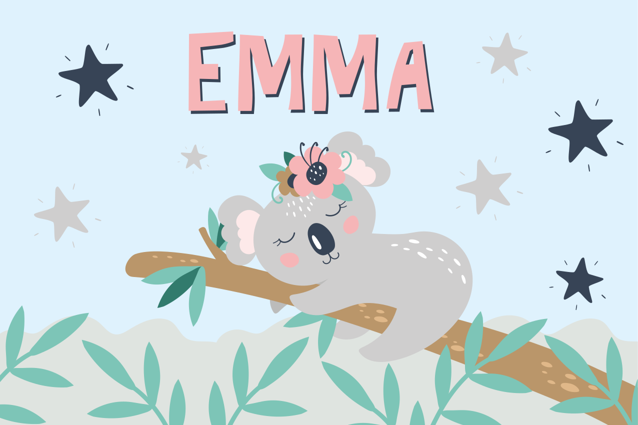 Koala noč Vinilna preproga z imeni - TenStickers