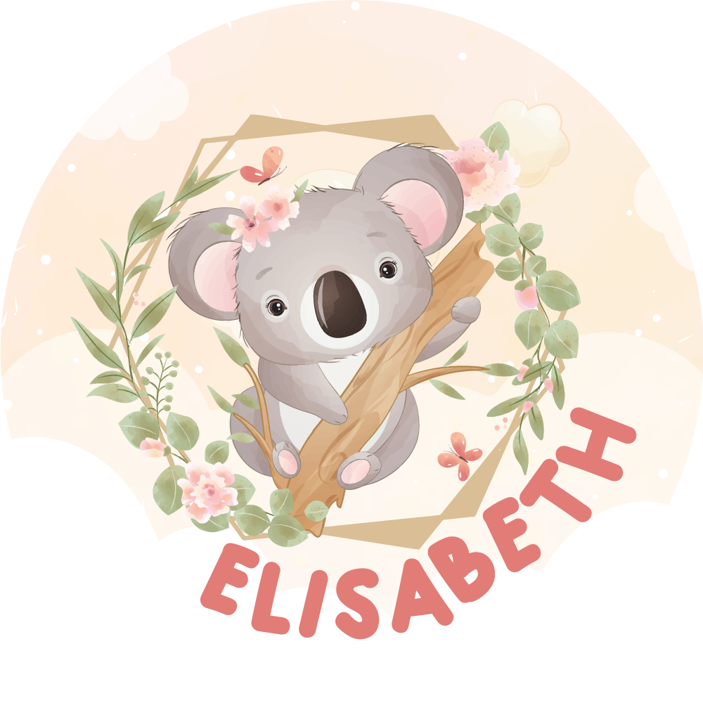 Adorable koala artwork vinilna preproga z imeni - TenStickers