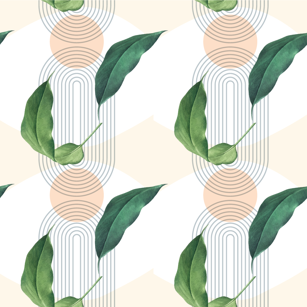 Listnati geometrijski vzorci Naravne vinilnea preproga - TenStickers