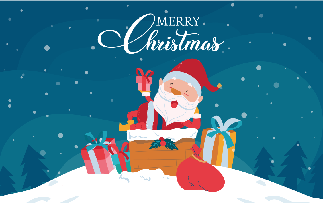 Božiček z darili božična vinilna preproga - TenStickers