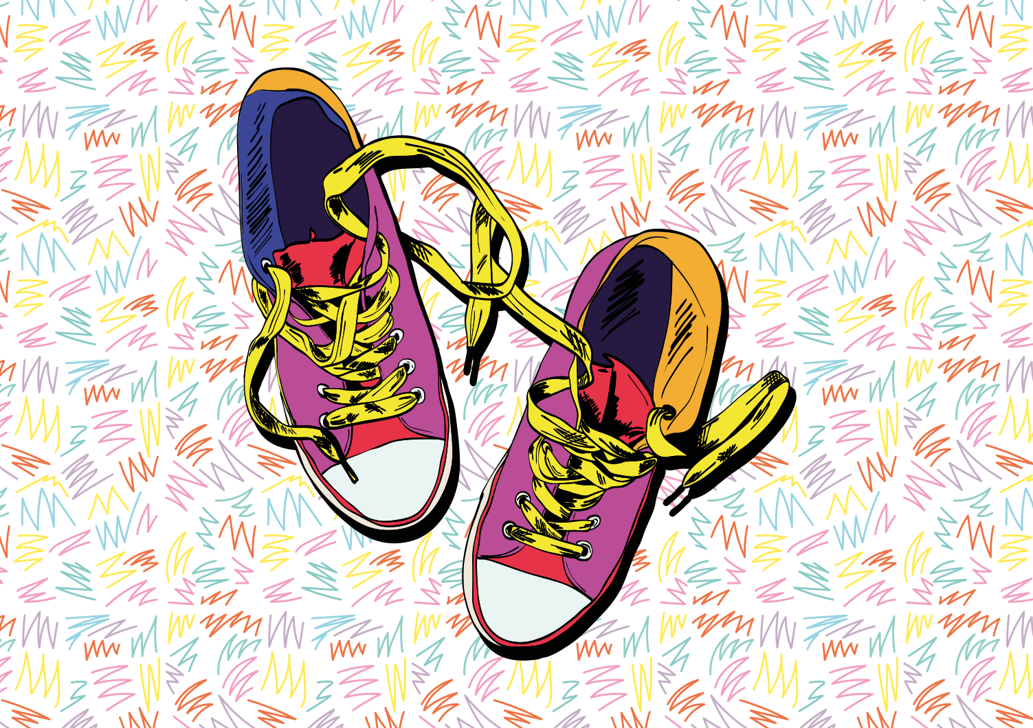 Colorful sneaker pattern vinilna preproga za najstnike - TenStickers