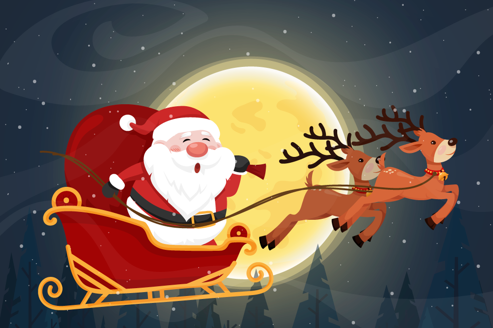 Vožnja z božičkovimi sanmi Božična vinilna preproga - TenStickers