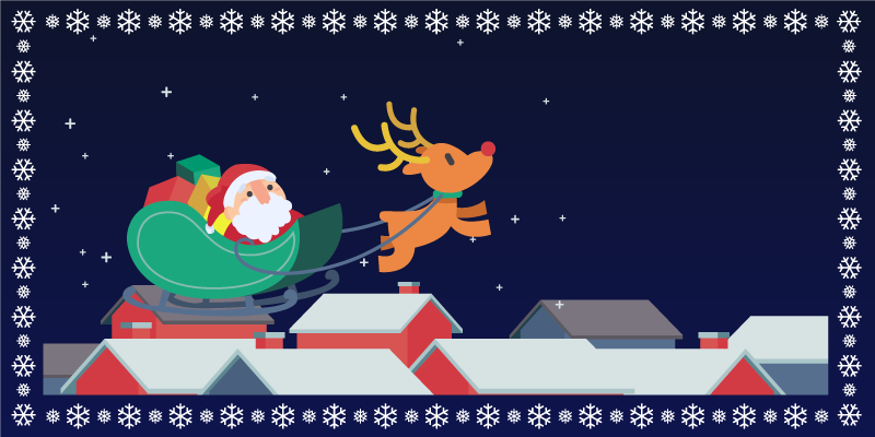 Božiček na sani z božično podstavki severnih jelenov - TenStickers