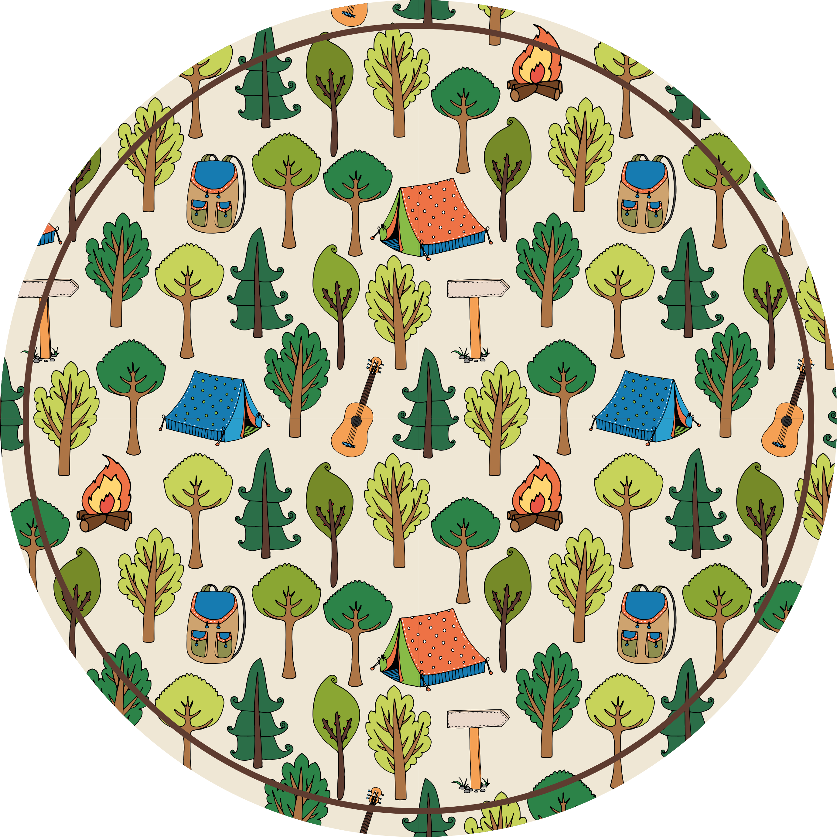 Camping adventure scene vinilne preproge v vzorcih - TenStickers