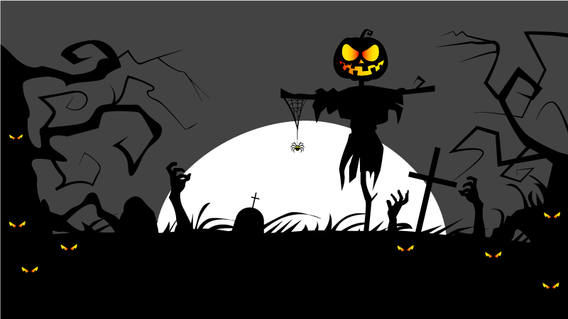 Eerie cemetery setting vinilna preproga za noč čarovnic - TenStickers