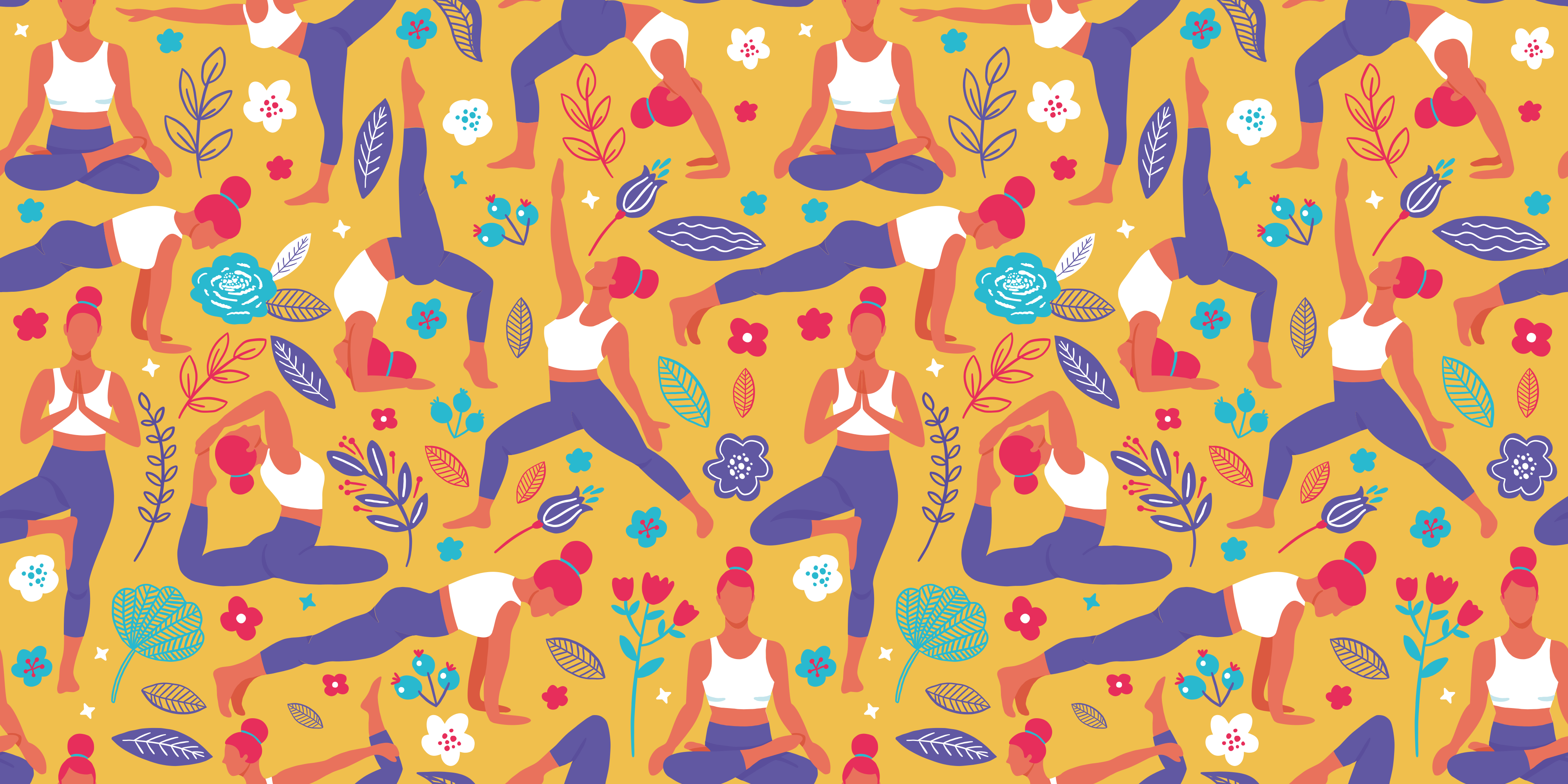 Vibrant yoga motifs vinilna preproga za najstnike - TenStickers