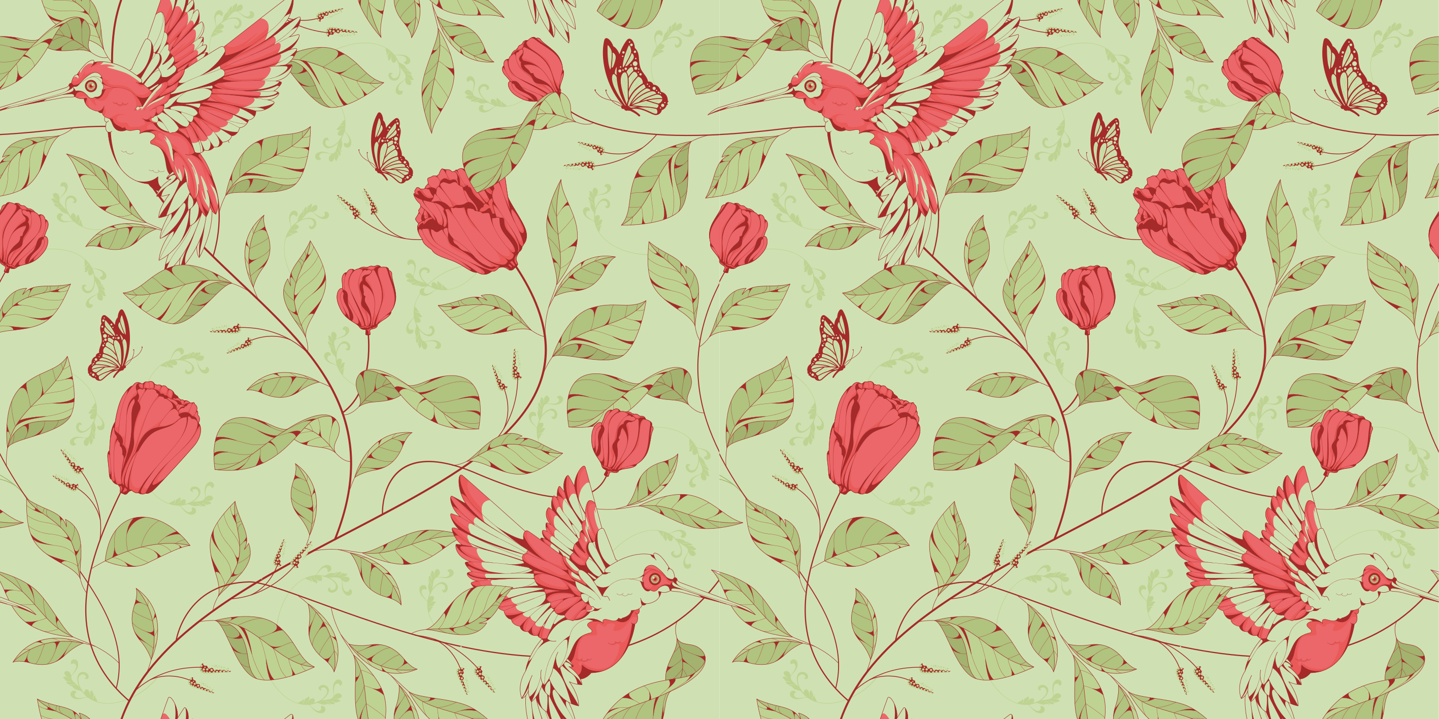 Hummingbird floral pattern vinilna preproga za vhod - TenStickers