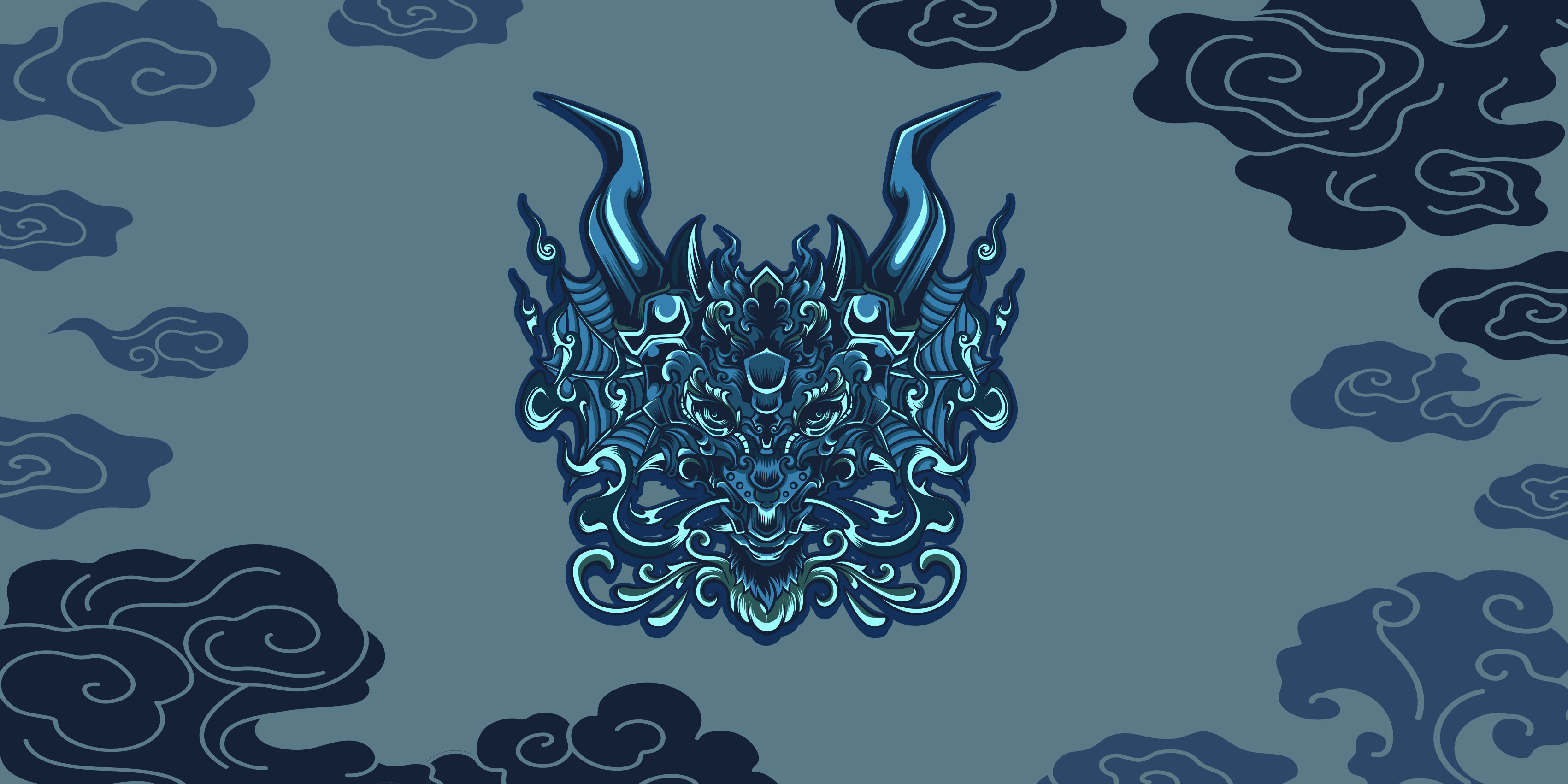 Motiv sivega zmaja Etnične vinilna preproga - TenStickers