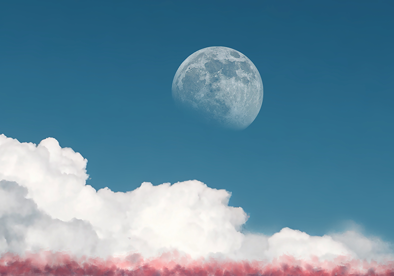 Polna luna podnevi spalnica preproga - TenStickers