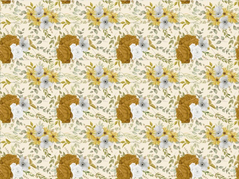 Botanični listnati dizajn cvetlična vinilna preproga - TenStickers