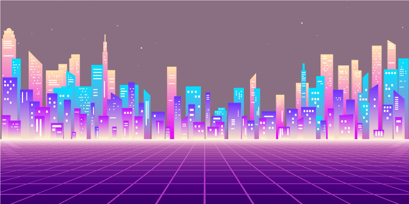 Neonsko mestno obzorje sodobne vinilne preproge - TenStickers