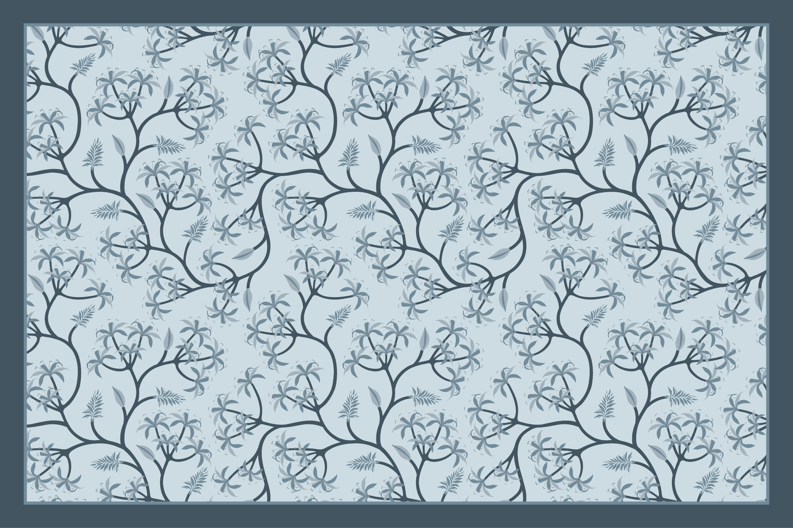 Vzorec botanične silhuete cvetlična vinilna preproga - TenStickers