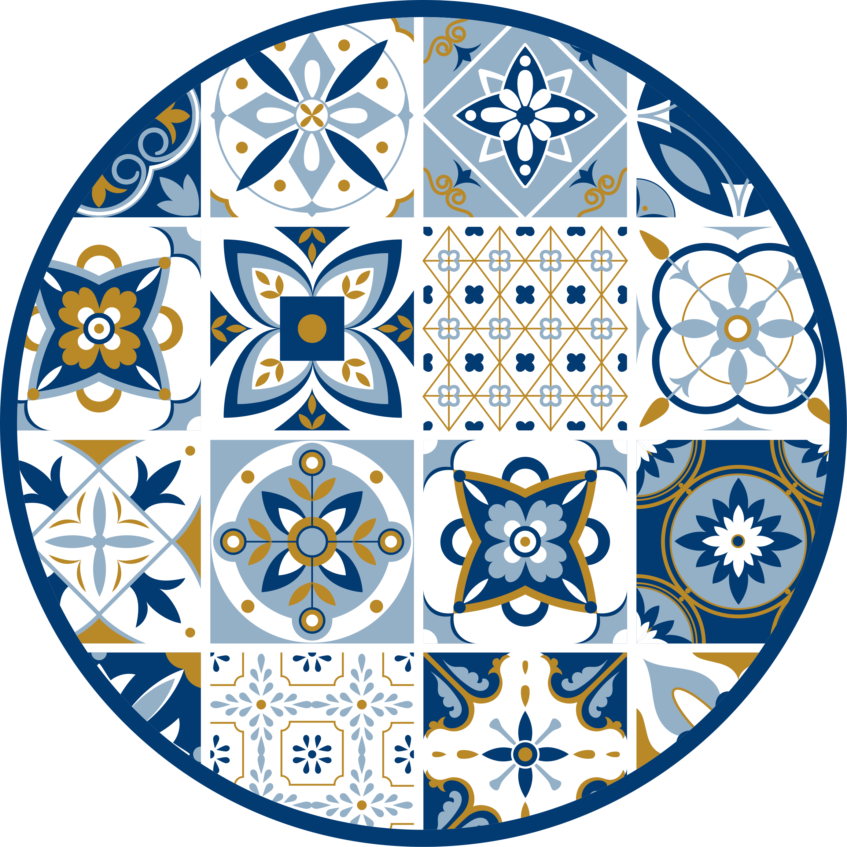 Vinilna talna obloga v imitaciji ploščic krožni vzorec - TenStickers