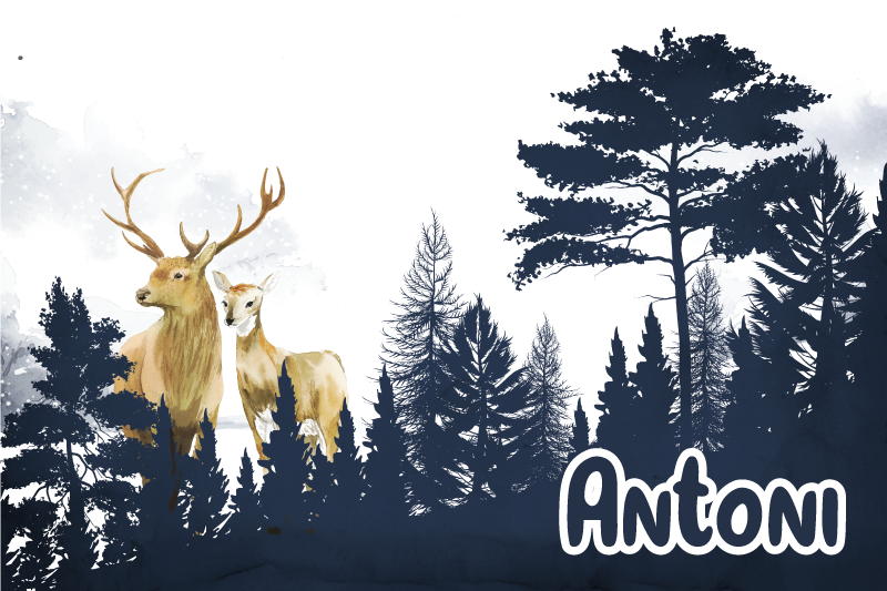 Silhueta gozdne favne Vinilna preproga z imeni - TenStickers