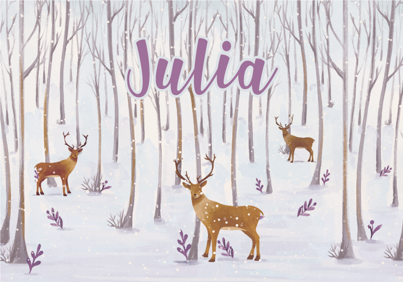 Zimska gozdna pokrajina Vinilna preproga z imeni - TenStickers