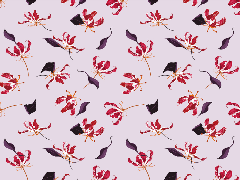 Ročno narisana cvetlična preproga rdeče lilije - TenStickers