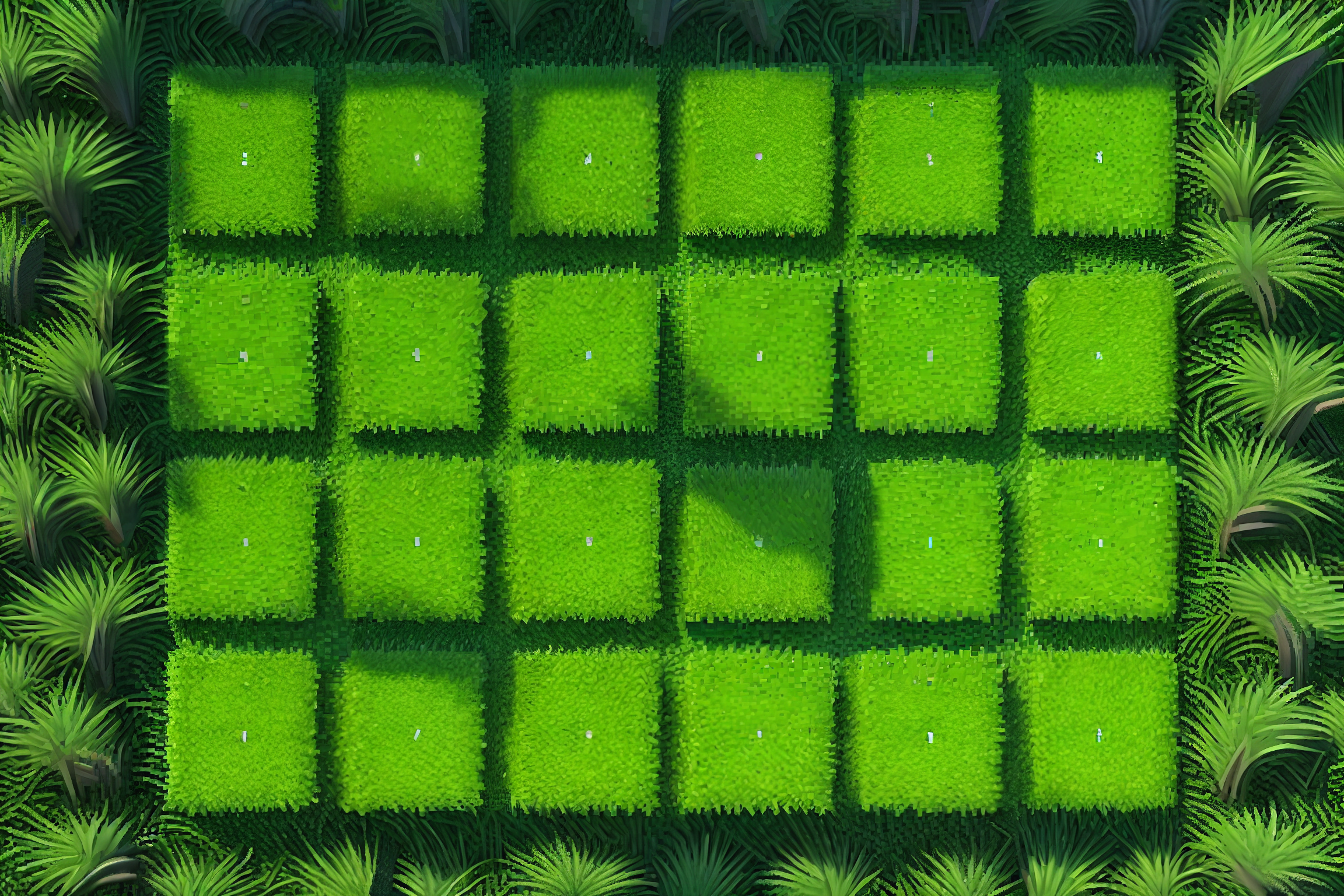 Naravna preproga iz travne zemlje v kockah - TenStickers