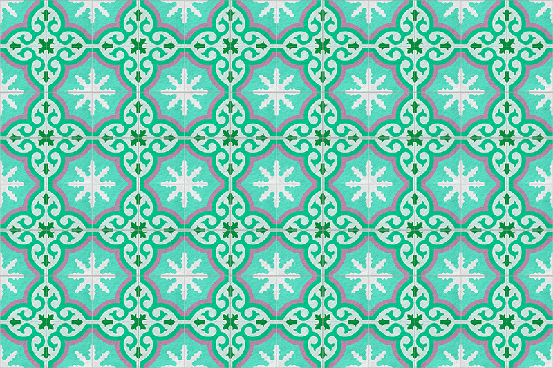 Zelena hidravlična ploščica Starinski vinilni tlak - TenStickers