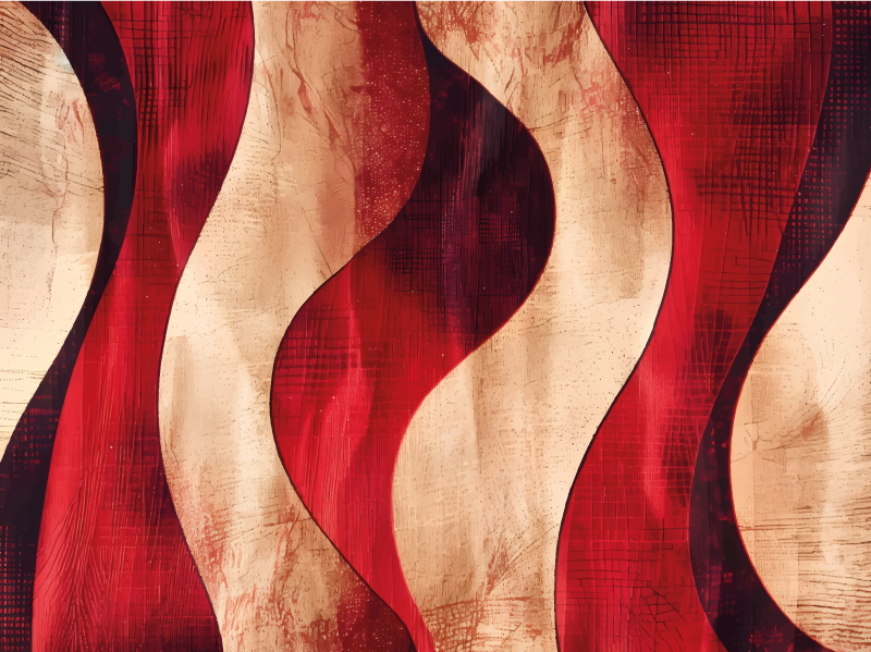 Moderen vzorec valov Rdeči vinilni preprogi - TenStickers