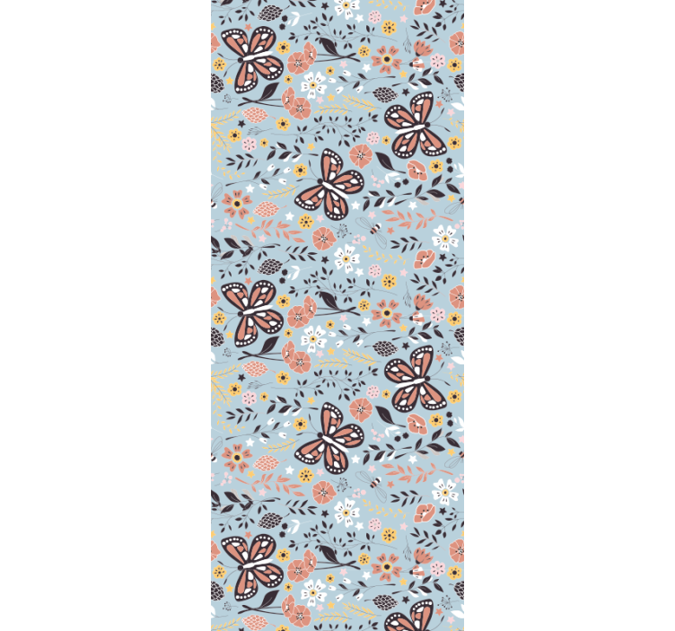Charming floral motifs z metuljevim ozadjem - TenStickers