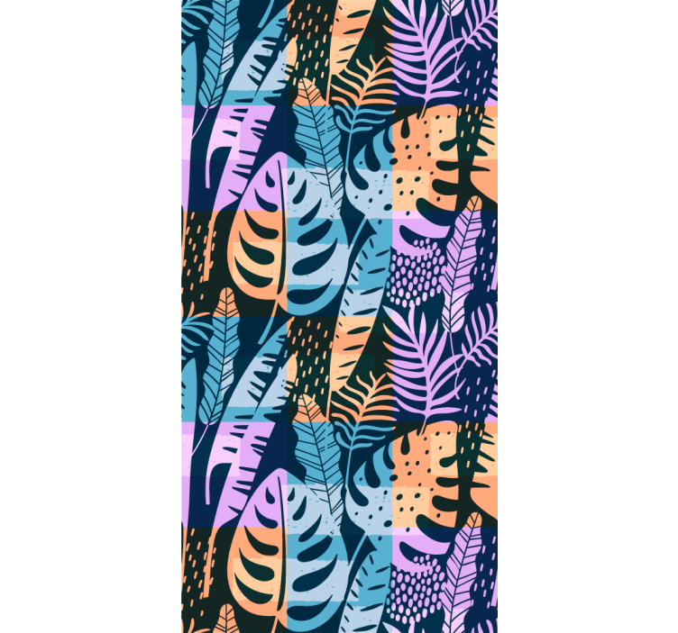 Tropsko obarvana umetnost tapeta z listi - TenStickers