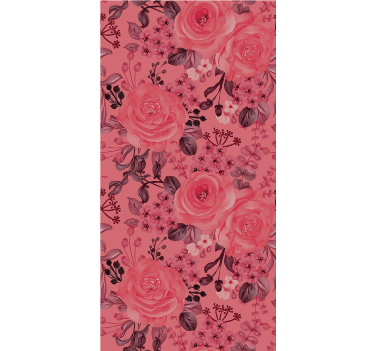 Pink rose flourish tapeta z motivom vrtnice - TenStickers