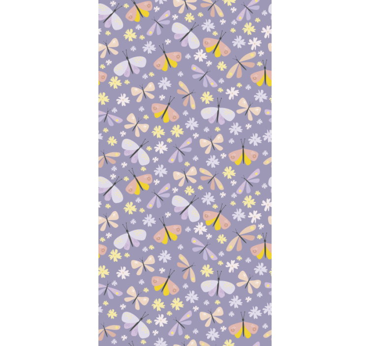 Purple graceful flowers metuljev ozadje - TenStickers