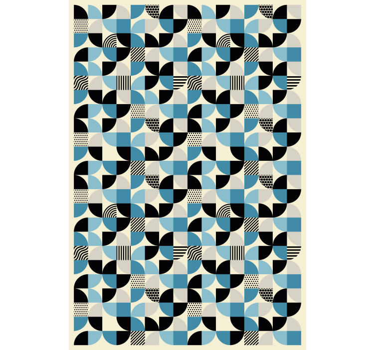 Retro blue bauhaus pattern tapete z ornamentnimi motivi - TenStickers