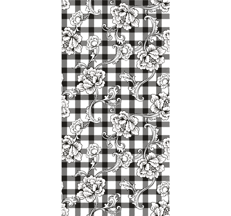 Floral check pattern tapete z ornamentnimi motivi - TenStickers