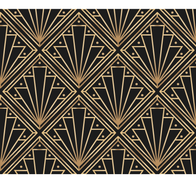 Golden and black deco squarred pattern tapeta - TenStickers