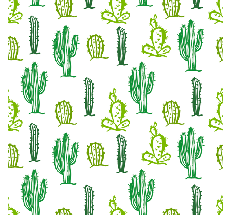 Green cactus pattern tapeta za dnevno sobo - TenStickers