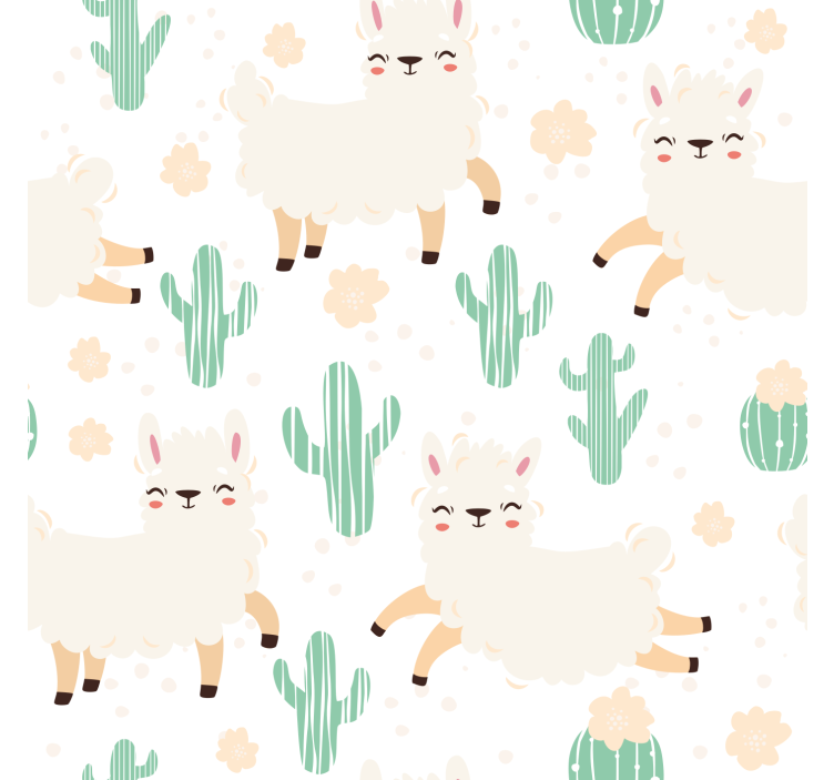 Cute watercolor llamas with cactus tapeta z vzorci - TenStickers