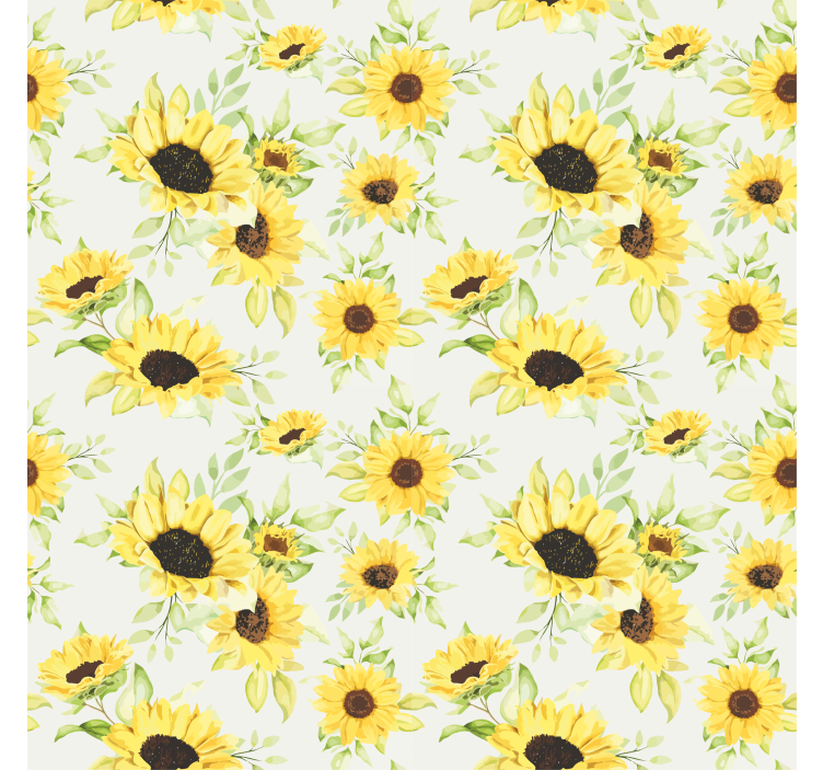 Beautiful watercolor sunflower seamless pattern tapeta - TenStickers