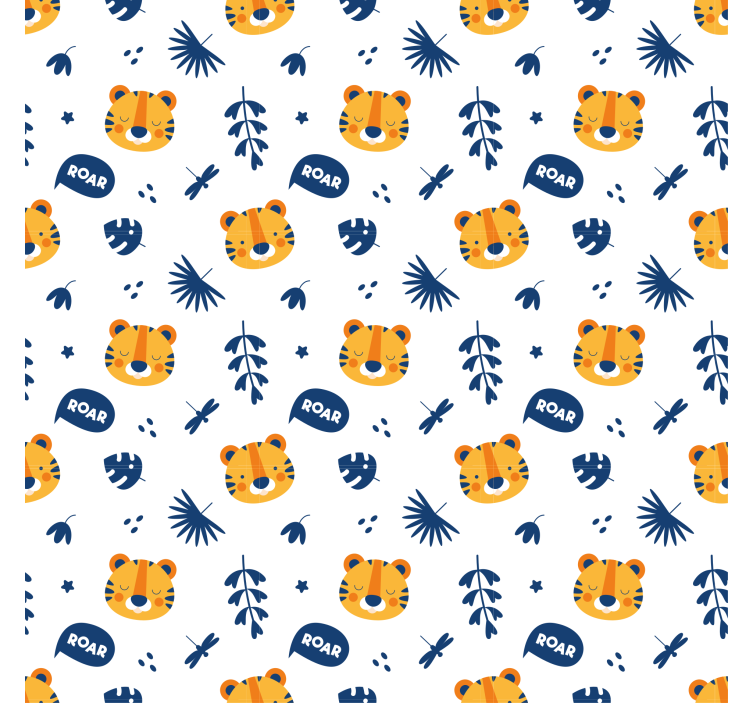 Tiger cub head and dragonfly pattern tapeta z živalmi - TenStickers