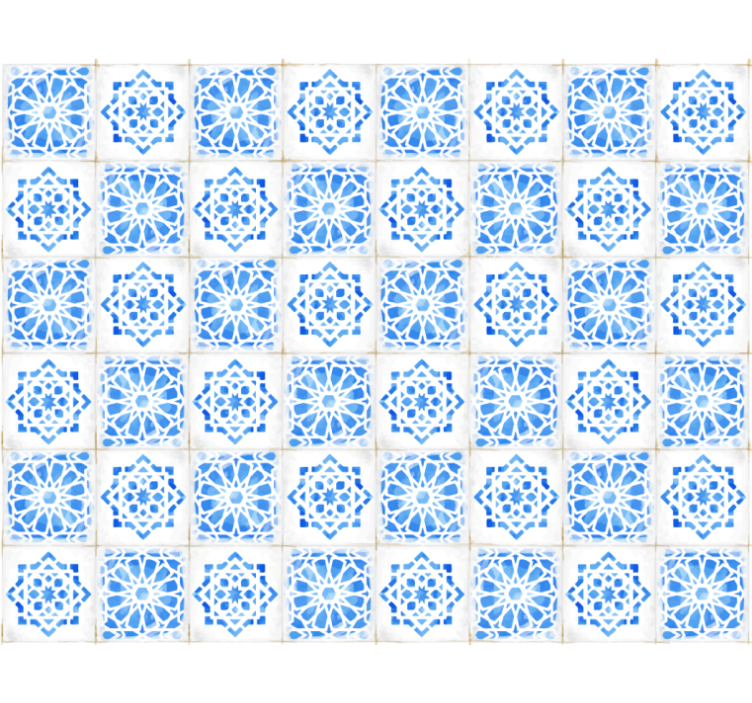 Tapeta z vzorcem ploščic zapletenih modrih vzorcev - TenStickers