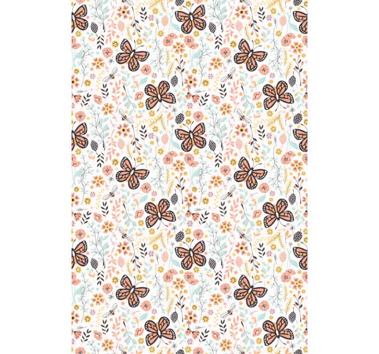 Butterfly garden pattern hodnikovski tapeti - TenStickers