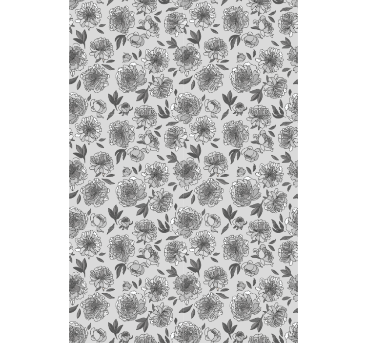 Monochrome peony pattern hodnikovski tapeti - TenStickers