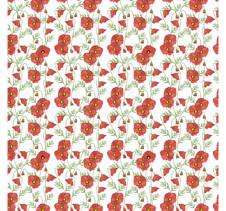 Red poppy pattern hodnikovski tapeti - TenStickers